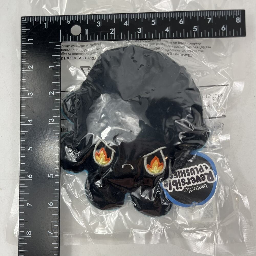 New TeeTurtle Reversible Octopus Plush Blue Black Fire Eyes Sleepy NIP Sealed